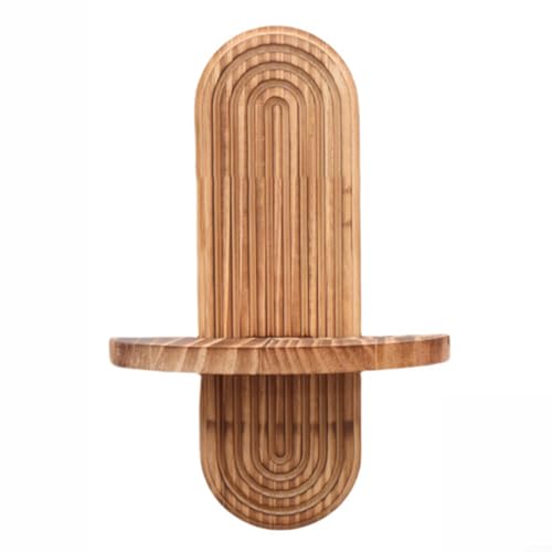 Glewi Estante de pared flotante de pino natural: almacenamiento de madera rústica para libros y plantas, decoración de montaje (carbono individual)