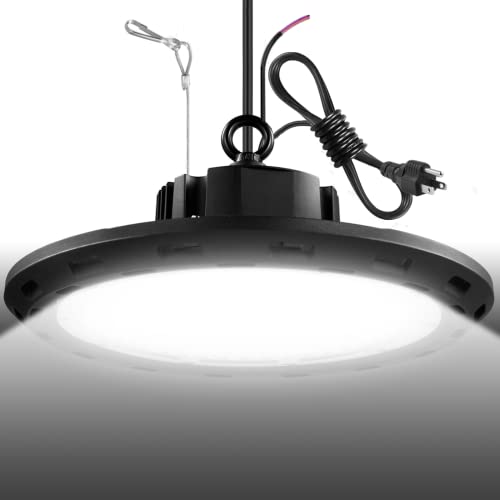 LED High Bay Light 150W, 21,000LM 1-10V Dimmable LED Shop Lights, 600W MH/HPS Super Bright 5000K UFO High Bay LED Lights with US Plug 5' Cable, Area Light Warehouse Light for Barn Garage Workshop