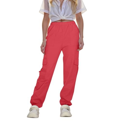 Girls Casual Pants Elastic High Waisted Work Running Joggers Pants Wide Leg Straight Leg Oversized Loose Fit Trousers