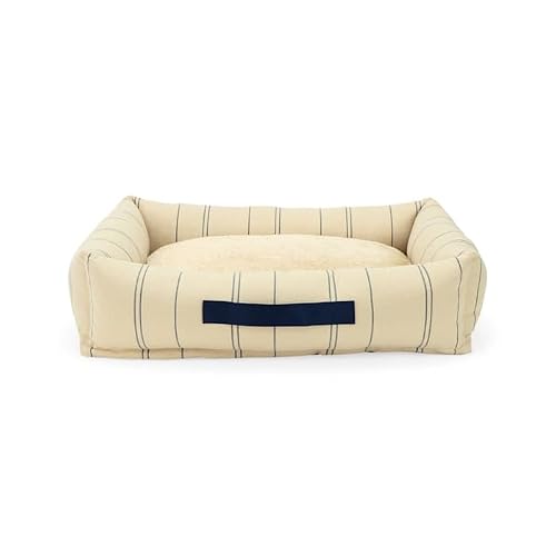 EveryYay by Petco Stripe Cuddler Dog Bed 24" L X 18" W X 6" H Tan/Navy