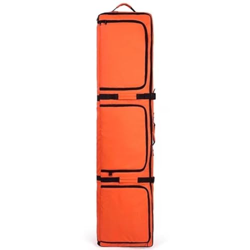 ローリング式ダブルスキーバッグ 外側に3つのバッグ 飛行機旅行に最適、スキー1セットまたは2セット収納可能,Orange a
