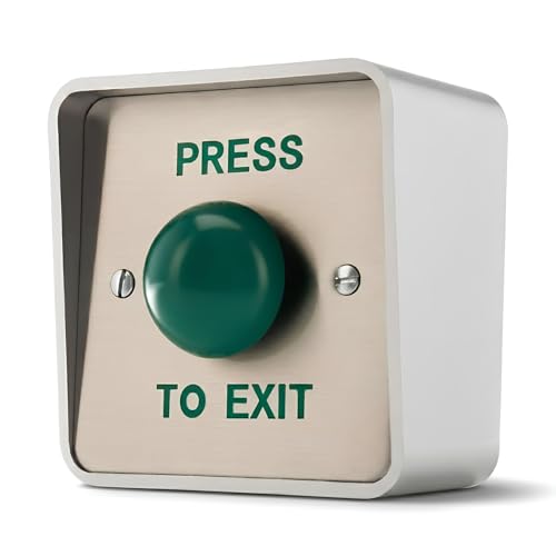 Image of SecureMyDoor Outdoor IP65 PRESS TO EXIT Button | Weather Resistant Push Door Entry Release Switch for Access Control | Brushed Stainless Steel Plate with ABS Plastic Housing (Silver Housing Cover)