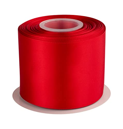 3" Inch Double Faced Satin Ribbon Red Solid Polyester Craft Ribbon - 25 Yards Perfect for Gift Wrapping, Crafts, Wreath, Wedding Party Ceremony Decoration, Floral Arrangement, Sewing