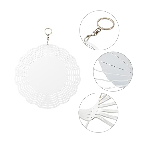 Vesub Sublimation Wind Spinner Chime Blanks 10 Inch Circle White,4 Pcs 3D Aluminum Double Sided Metal Wind Spinners Hanging For Cricut Autopress Heat Transfer,For Outdoor Yard Garden #TOP2