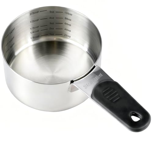 3-4 Cup(180ml) Stainless Steel Measuring Cup with Magnetic Handle and Inner Measuring Marks-1 PCS