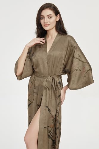 Image of PRODESIGN Kimono Robe for Women - Long Satin Sleepwear Silky Kimono Cover-Up Nightgown Japanese Bathrobe Loungewear Blouse