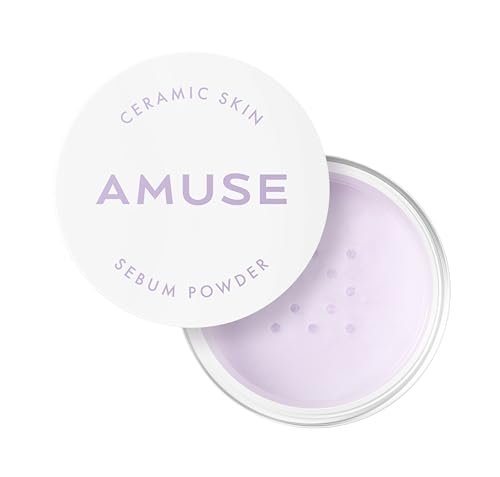 AMUSE SEOUL Ceramic Skin Sebum Face Powder (02 VIOLET) - Lightweight Oil Control Loose Powder, No Sebum Blurring Finish, Long Lasting Setting Powder, Smooth Skin Finish, Vegan, Korean Makeup