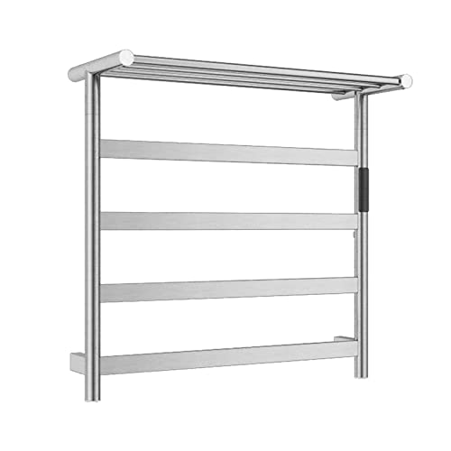 Radiateur thermostatique chauffe-serviettes 75W en inox avec étagère supérieure