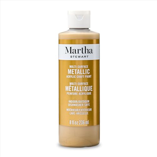 Martha Stewart, Craft Paint, Gold, 8 fl oz Premium Metallic Finish Paint, Perfect For Easy To Apply DIY Arts And Crafts, 68701