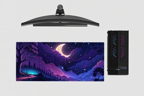 Image of Purple Night Premium Desk Mat | Anti-Skid | Anti-Slip | 80 x 30 cm | Laptop Mat for Work from Home /Office /Gaming- Extended Mouse pad and Keyboard Desk mat