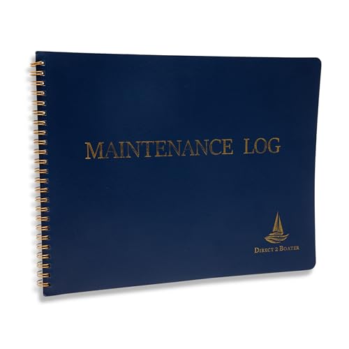 Log Books - Elegant Bound Nautical Journal with Durable Blue and Gold Cover (100 Pages) Ideal Sailing Record Book - Boating Gifts for Sailors (Maintenance Log, Soft Bound Vinyl)