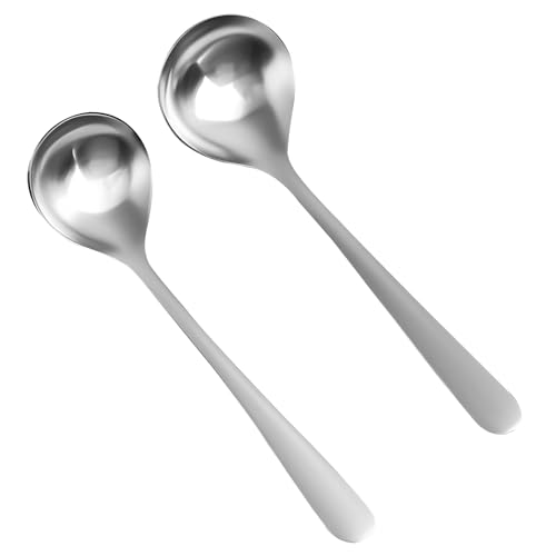 Set de 2 Cucharones Pequeños de Acero Inoxidable, 20.5 cm, Ideales para Servir Salsas y Sopas, Mango Largo, Duraderos y Aptos para Lavavajillas, Acabado Espejo Elegante