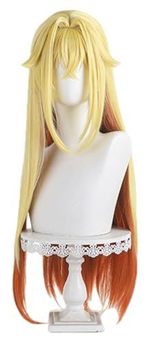 TTYAO REII Golden Orange Gradient Long Straight Cosplay Wig Anime Costume Wig Role Play Cos Synthetic Hair for Comic Show