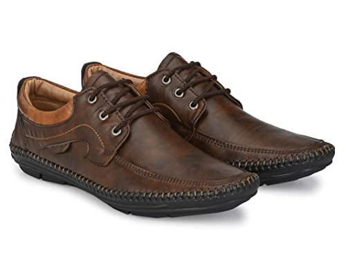Image of MACTREE Men Flexible-Stitched Sole Premium Formal Shoes for Men D-K10 Brown-Tan 9