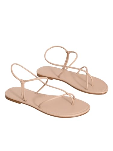 Image of GORGLITTER Women's Gold Strappy Flat Sandals 2026 Dressy Ankle Strap Slides | Slingback Flip Flops, Summer Sandals for Women 2026, Open Toe Comfortable Sandals, Slip On Slides