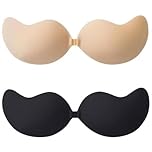 LEIHMMYAO Sticky Bra, Reusable Self Adhesive Sticky Strapless Bar for Party Wedding Deep V All Backless Clothes Dresses (2PCS)