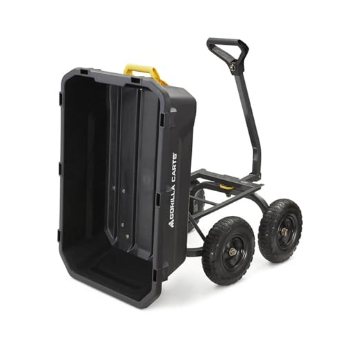 Gorilla Carts 7GCG-NF Heavy-Duty Poly Dump Garden Cart with No-Flat Tires, 7 Cubic Feet, 1200-Pound Capacity, Black, Amazon Exclusive