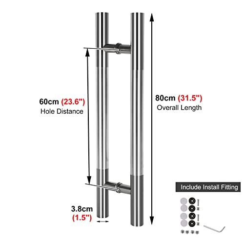 Poignées de porte coulissante push-pull en acier inoxydable avec vis incluses