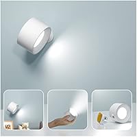 Feallive Lámpara de pared LED, Apliques Pared Interior 1 Pcs puerto de carga USB Mordern Mental Lámpara de interior Control táctil 3 niveles de brillo Focos de pared libremente giratorio luces
