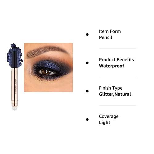 Midnight Black Blue Eyeshadow Stick Smoke Makeup, Cream Shimmer Smooth Eyeshadow Pencil Palette, Hypoallergenic Waterproof Long Lasting Eye Shadow Pen Eye Liner Pen, Multi-Dimensional Eyes Look (18) #TOP7
