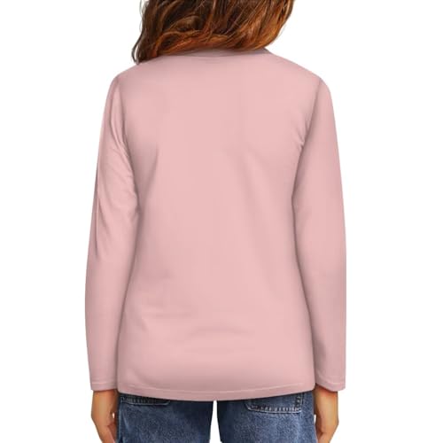 Image of Girls Long Sleeve Shirt with Cute Graphic Casual Pullover Tops 3-16Y