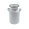 Treasure Gurus White Enamel Milk Can Rustic Utensil Holder Country Farmhouse Kitchen Decor