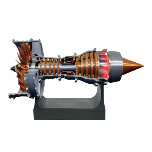 PizazzToy Kit de modelo de motor Turbofan que funciona, 50 unidades + TRENT 900 simulado funcional turbofan modelo de motor de avión con luz LED, modelo de experimento de ciencia física 2025
