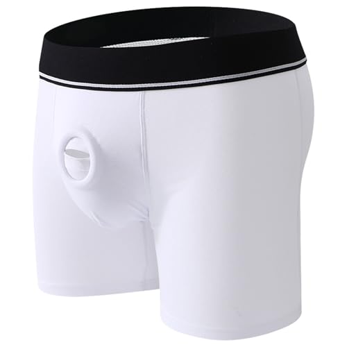 Boxer ouvert pour homme - Sexy - Ouvert sur le devant - Sous-vêtements creux - Coupe décontractée - Boxer sexy en coton - Avec trou creux - Avec lesbiennes...