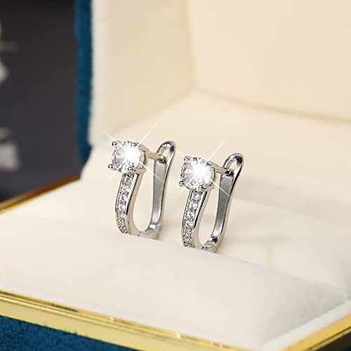 Orecchini a bottone con diamanti a cerchio in argento sterling con strass for donna Orecchini for San Valentino Collana leopardata