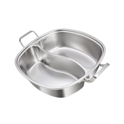 Bothyi Divided Hot Pot Pan Chinese Hot Pot Soup Cookware Thick Double Flavor Hotpot Stainless Steel Shabu Shabu Pot for Home Kitchen, without lid