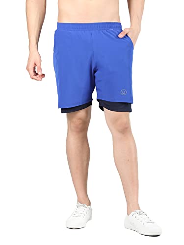 Image of CHKOKKO Double Layered Gym Shorts for Men Workout | Compression Inner Layer with Pockets Across Inner Outer and Back | Dry Fit Sports Athletic wear for Running Jogging or Training
