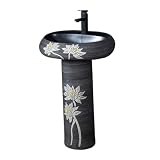 WDSOPK Lavandini a piedistallo Retro Ceramica Verticale Lavabo Cortile Arte Esterna Integrato Pavimento-Standing Balcone Piscina Lav