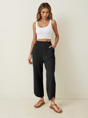 Women's Casual Baggy Wide Leg Pants with Elastic Waist & Pockets3