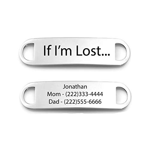 Alert ID Tag- Shoe Tag- Stainless Steel ID Tag- Kids ID Shoe Tag - Children ID Tag - Marathon Gift