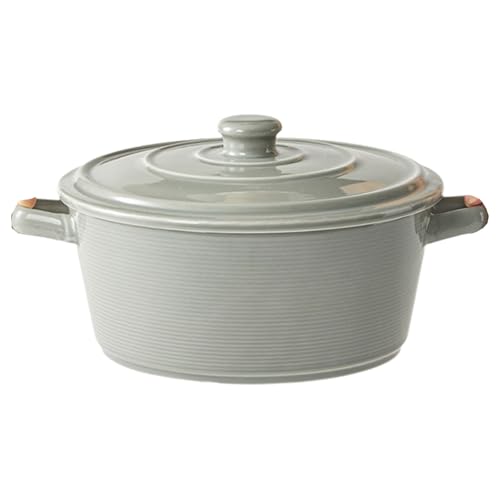 Peakjune Soupière en céramique avec Couvercle,Bol de Service de Soupe à Double Poignée avec Couvercle,Ceramic Soup Tureen,Marmites à Soupe en céramique,pour Restaurant et Maison.
