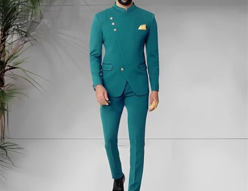 Men Long Sleeve Blazer Jacket and Trousers Suit Two Piece Set for Wedding Birthday Formal Outfits2