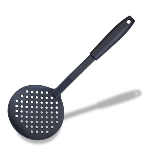 Fackelmann INITIAL Skimmer, Oil Skimmer & Strainer, Heat-Resistant Plastic Ladle, Colander Straining Spoon, Non-Stick & Anti-Scratch, Deep Fat Frying, Small Holes, 34.5cm