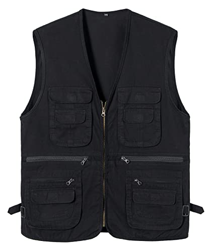 Btmpmcs Homme Gilet de Pêche de Plein air Multi-Poches Veste de Loisirs Respirant Gilet de Photographie Gilet Journaliste Veste de Sport Veste sans Manches en Coton Cover