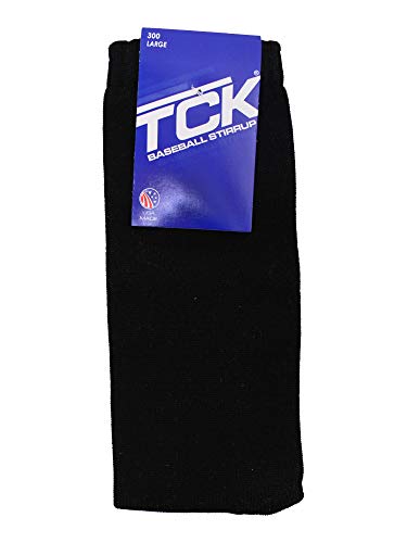Tck Sports Solid Color 9 Baseball Softball Stirrup Socks, Black, Large #TOP2