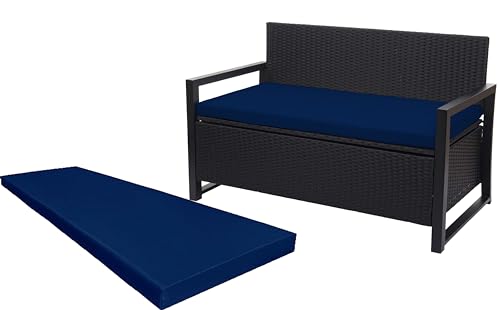 Crescent Textile 100% Waterproof Garden Bench Cushion 2/3/4 Seater Outdoor Long Bench Seat Pad for Lawn & Garden, Patio, Office, Coffee Shop with Removable Cover (2 Seater 108cm x 45cm x 5cm, Navy)