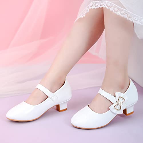 Image of Dufannie Girls Dress Shoes Princess Flats Heels for Toddler Little Big Kids