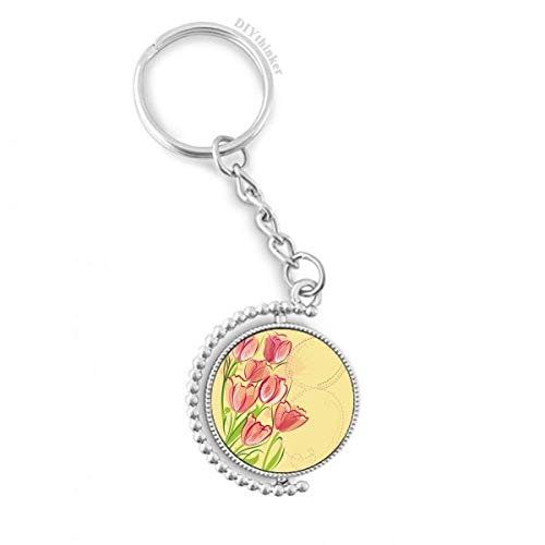 Anneau porte-clés rotatif tulipe peinte DIYthinker 3 x 9 cm accessoire multicolore