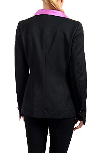 Gianfranco Ferre Blazer feminino de lã de seda preta com um botão US M IT 42