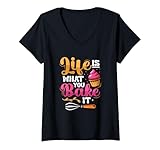Photo Gallery donna baker humor life is what you bake it funny baking maglietta con collo a v Photo Gallery donna baker humor life is what you bake it funny baking maglietta con collo a v