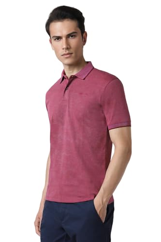 Image of Peter England Men's Premium Branded Regular Fit Half Sleeve Polo T-Shirt | Cotton Rich | Birds Eye Interlock Weave| No Pocket