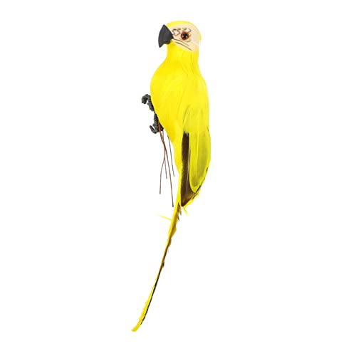 VINTORKY Perroquet réaliste - Décoration de jardin pour terrasse et jardin - Figurine en plastique jaune - Décoration de jardin d'extérieur