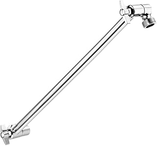 Singing Rain 15'' Extra Long Solid Brass Chromed Shower Head Extension Arm With Locking Nuts, Height and Range Adjustable, G1/2 Universal Connector
