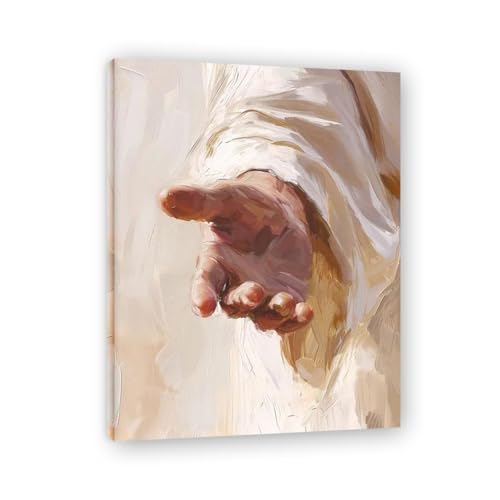 Tableau Jésus tenez les mains pour un salon chaleureux et déco chrétienne