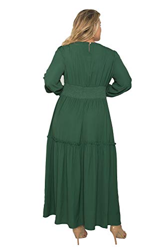 Standards & Practices Plus Size Women's Green Smocked Waist Long Sleeve Maxi Dress Size 1X2