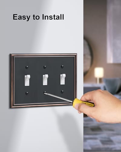 Placas de interruptor de luz triple metálicas para sustituir plástico viejo 6